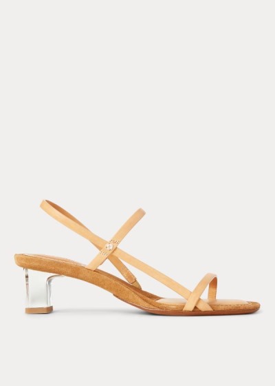 Dámské Sandály Polo Ralph Lauren Kožené Block-Heel - 43891-GLIY